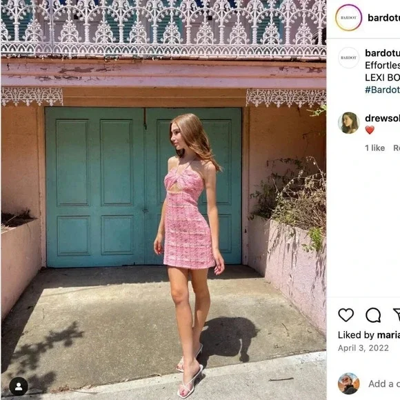 NWT Bardot Boucle Pink Lexi Mini Dress, Size M / US 6 - Picture 4 of 9